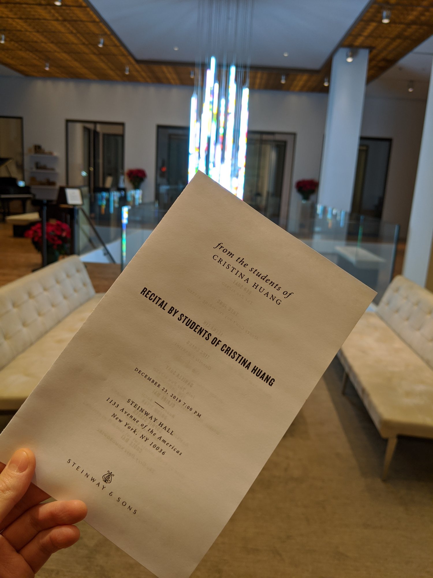 Recital program — Steinway Hall 2019