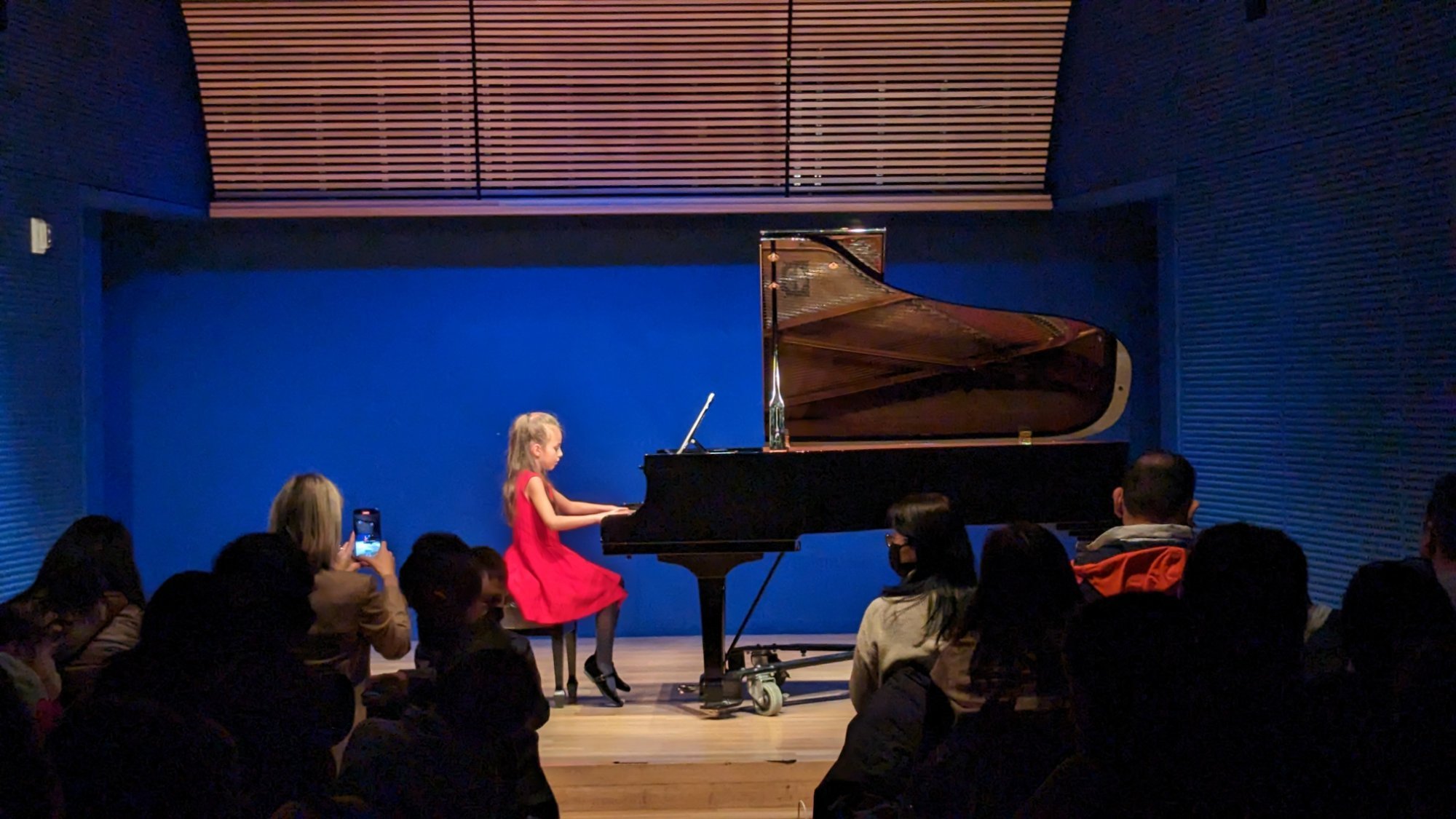 Student performing at Steinway grand piano recital 2023